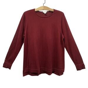 J. Jill Washable Lightweight 100% Merino Wool Double Cuff Sweater Size Medium